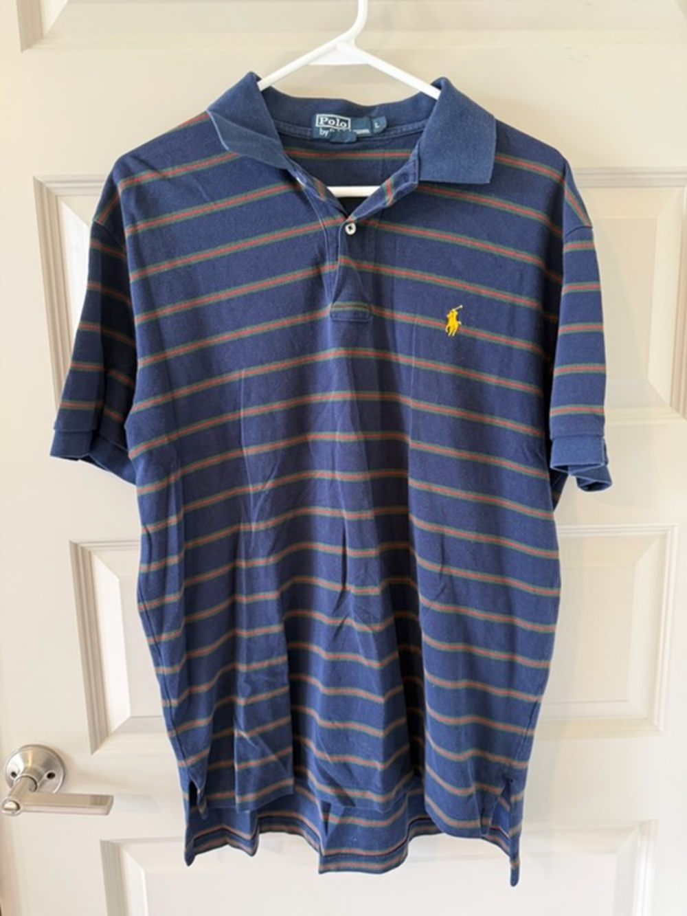 Vintage Polo Ralph Lauren Striped Polo Shirt Mens Large Blue Green Red 90s Y2K